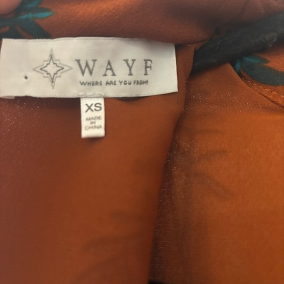 WAYF Brown Floral Long Sleeve Mock Neck Shift Dress Academia Preppy Size XS - Picture 12 of 13